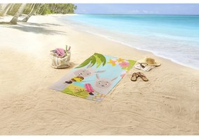 Aksamitny ręcznik plażowy dla dzieci 75x150 cm Happy lamas – Good Morning