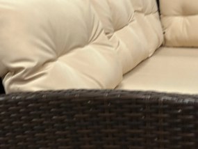 Duży zestaw mebli ogrodowych z narożnikiem Cuba 079 brąz, poduszki beżowe