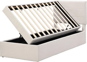 Łóżko z materacem na listwach - 90x200 cm - tkanina lniana - Beżowy