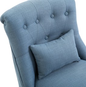 HOMCOM Niebieski Fotel Skandynawski Wypoczynkowy z Drewnianymi Nóżkami do Biura, Hotelu i Salonu 52,5cm x 69cm x 77cm | Aosom PL