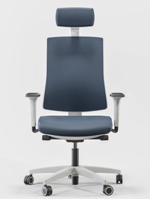Obrotowe krzesło do biura Skill Soft White, zgodne z normą BHP