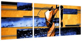 Obraz obrazu abstrakcyjnego (z zegarem) (90x30 cm)
