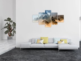 Obraz - wilki wyjące do księżyca (125x70 cm)
