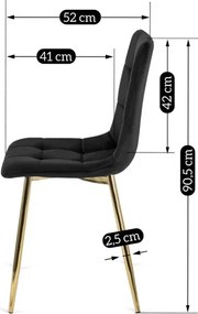 Zestaw Stół Rozkładany IBIZA 160-240 cm Czarny Marmur/Złoty i 4 Krzesła Tapicerowane YORK Czarne Glamour