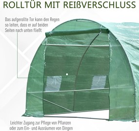 Outsunny Szklarnia Tunel Foliowy 6x3x2m Ochrona Roślin w Ogrodzie Zielona | Aosom PL