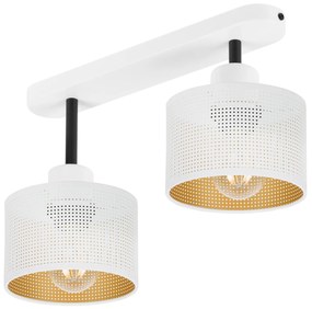 Lampa sufitowa biała dwupunktowa z białymi abażurami B-3306WE-WE E27