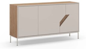 Kremowo-naturalna komoda w dekorze dębu 150x80x40 cm Lilou – Marckeric