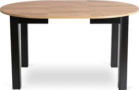 Zestaw Stół Okrągły Rozkładany HARRY 102-142 cm Dąb Craft/Czarny i 4 Krzesła Tapicerowane RICK Rude Nowoczesne