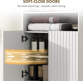 HOMCOM Szafka łazienkowa, komoda do pomieszczeń mieszkalnych, drzwi z cichym domykiem, 2 otwarte półki, MDF, Biały | Aosom PL