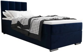 Welurowe łóżko z pionowo pikowanym zagłówkiem 90x200 R0-M52