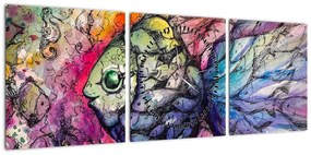 Obraz - Kolorowa rybka (z zegarem) (90x30 cm)