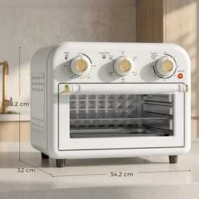 HOMCOM Frytkownica na gorące powietrze 12 l Mini piekarnik z termoobiegiem, 5 programów, blacha i kosz, 1200 W, nadaje się do zmywarki | Aosom PL