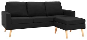 3-osobowa czarna sofa z podnóżkiem - Muria 4Q