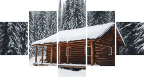 Obraz - Pokryta śniegiem chata (125x70 cm)