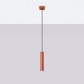 Lampa wisząca loft Toris, stal - 1 źródło światła 4000K - L.8 x H.118 cm - ochra czerwona