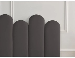 Ciemnoszare tapicerowane łóżko dwuosobowe ze schowkiem i stelażem 160x200 cm Badja – Bobochic Paris