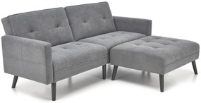 Popielata sofa rozkładana z podnóżkiem - Leris