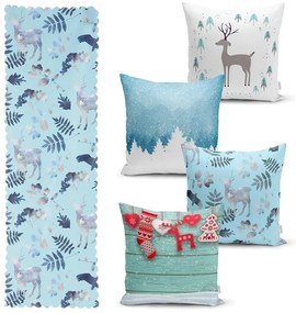 Zestaw 4 świątecznych poszewek na poduszki i bieżnika Minimalist Cushion Covers Winter Wonderland