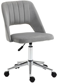 Vinsetto Regulowany wysokością fotel biurowy na kółkach, obrót 360°, kształt muszli, pianka, 49 x 60 x 79-91 cm, Szary