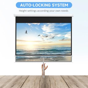 HOMCOM Ekran Projekcyjny, incl. Stojak, Montaż Ścienno-Sufitowy, Proporcje 16:9, 172x96 cm, Biały