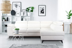 Masseno Narożnik VOLA z funkcją spania i pojemnikiem na pościel Narozniki L, Rozkładana sofa - Biały, BUBBLE 1