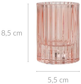 Prążkowany świecznik z barwionego szkła, Ø 5,5 cm