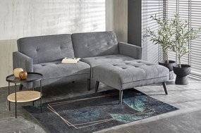 Popielata sofa rozkładana z podnóżkiem - Leris