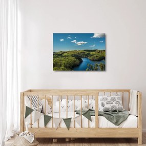 Obraz na szkle - Jezioro w lesie (70x50 cm)