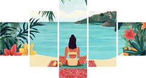 Obraz - Joginka na plaży (125x70 cm)