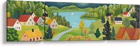 Obraz - Wioska w górach (170x50 cm)