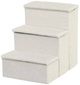 PawHut Schody dla Zwierząt Schodki Składane z Schowkiem MDF Biały 40x54x48 cm | Aosom PL