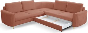 Narożnik LAREN nowoczesna sofa z funkcją spania pojemnik na pościel prawa strona CASTEL 55 251x251x85 cm