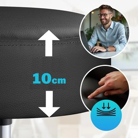 Casaria Taboretka na kółkach OXANA z podnóżkiem, Ø35cm czarna