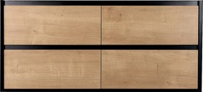 Szafka łazienkowa wisząca   pod umywalkę - Naturalny jasny i czarny - 120 cm - LANNICK