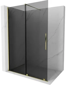 Mexen Velar ścianka prysznicowa rozsuwana Walk-in 130 x 200 cm, grafit 8 mm, złota - 871-130-000-43-50