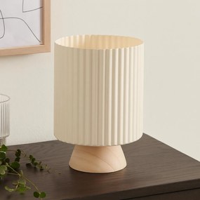 Metalowa osłonka na doniczkę z falowanym rantem na drewnianej podstawie NORD, Ø 18 x 23 cm