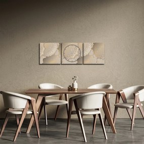Obraz - Mandale w złotych odcieniach (z zegarem) (90x30 cm)