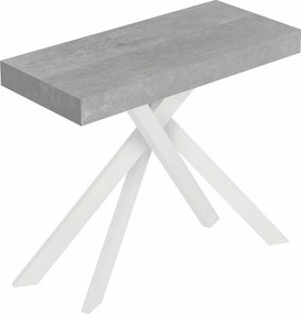 Saki Mały rozkładany stolik konsolowy 90x40/196 cm betonowe nogi białe