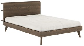 Brązowe łóżko dwuosobowe z drewna sosnowego ze stelażem 180x200 cm Retreat – Karup Design