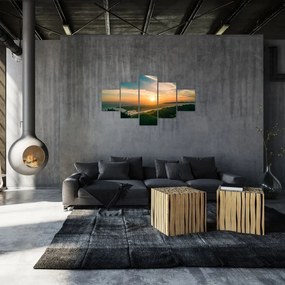 Obraz wschodu słońca nad morzem (125x70 cm)
