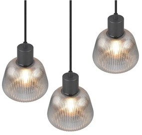 Czarna lampa wisząca ze szklanym kloszem ø 37 cm Tarifa – Trio