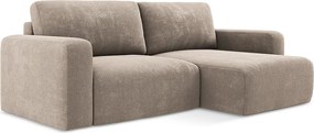 Narożnik prawostronny z funkcją spania - z tkaniny szenilowej - ciemny beż - KONA