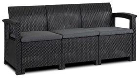 Zestaw Mebli Ogrodowych BRANDON Ciemnoszary Sofa Fotele Stolik Tarasowy Technorattan Nowoczesny
