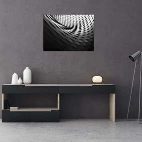 Obraz na szkle - Abstrakcyjny obraz - czarno - biała spirala (70x50 cm)