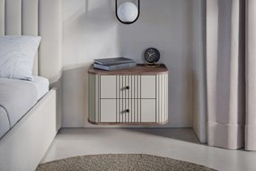 Zestaw szafek nocnych wiszących Vesper 56 cm - kaszmir / orzech / czarne uchwyty