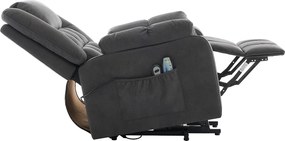 Fotel - z funkcją masażu - z funkcją grzewczą - z podnóżkiem - 2 boczne kieszenie + uchwyt na kubek - port USB - szary