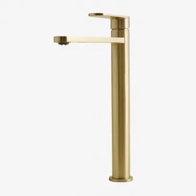 Mosiężna Bateria Umywalkowa Alameda ↑30 Cm & Szczotkowane Złoto - Sklum