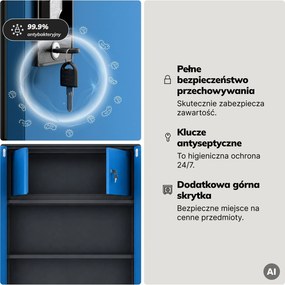 Szafa metalowa ze schowkiem antracytowo-niebieska, 900x1850x450 mm: TOMASZ