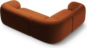 Aksamitny narożnik (lewostronny/w kształcie litery L) w kolorze terakoty Kate – Micadoni