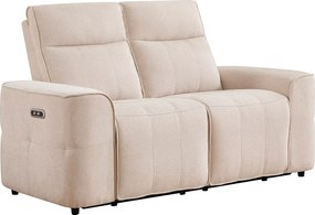 Kanapa 2-osobowaz elektryczną funkcją relaksu  z beżowej tkaniny szenilowej SCAMOCO